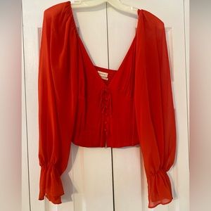 Urban outfitters red long sleeve crop, size small